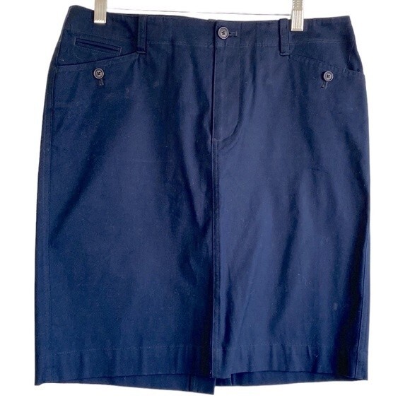 Lauren Ralph Lauren Navy Blue Pencil Skirt with Back Vent - Size 8 - Picture 1 of 7